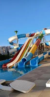 a row of slides in a water park at Red Sea Hurghada Summer in Winter in Hurghada
