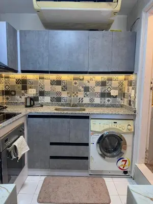 a small kitchen with a washing machine in it at Mastaba Village Hurgada House in Hurghada