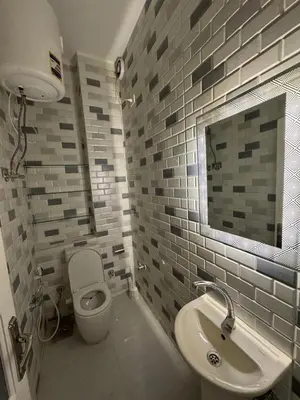 a bathroom with a sink and a toilet and a mirror at BePy's NUBIAN HOUSE in Aswan
