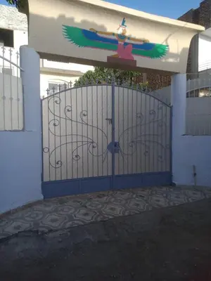a gate to a house with a peacock on it at Moka Gust House in Luxor