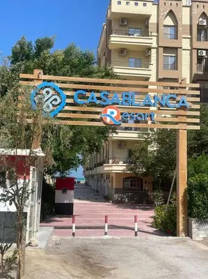 a sign for a casablanca sign in front of a building at Beach Side 1 Bedroom Apartment in Hurghada