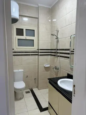a bathroom with a toilet and a sink at فيلا ايلا ترافيل in Luxor