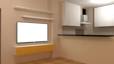 a living room with a blank tv on a wall at Marina 2 bedroom flat in Hurghada