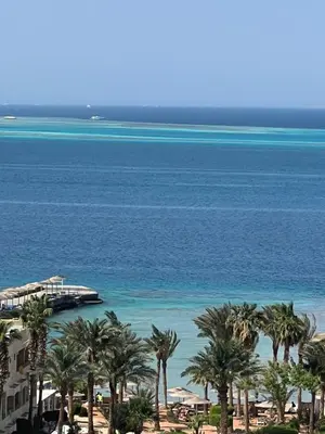 a view of the ocean from a resort at Dream apartment2 in Hurghada