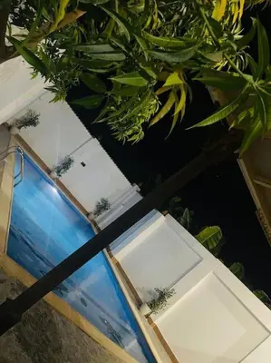 a window in a building with a plant at El Hady luxury apartment with swimming pool in Luxor
