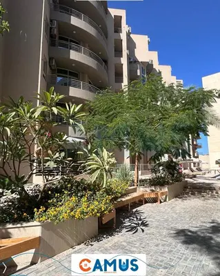 a building with benches and trees in front of it at CAMUS 117 B, Princess Resort in Hurghada