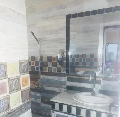 a bathroom with a sink and a shower at Nubian rise in Aswan