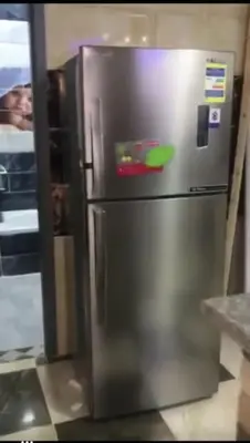 a stainless steel refrigerator in a kitchen at Nový byt ve vyhledávané lokalitě in Hurghada