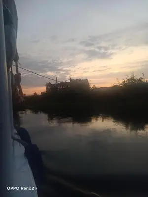 a view of a river at sunset from a boat at Queen Sophie in Luxor