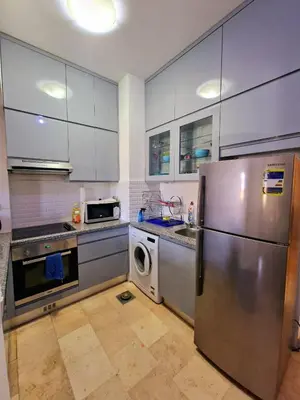 a kitchen with a stainless steel refrigerator and a dishwasher at bedroom in west golf 1 in El Gouna