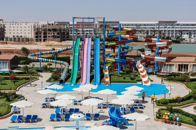 a large water park with a water slide at Sunrise Alora Aqua Park Resort in Hurghada