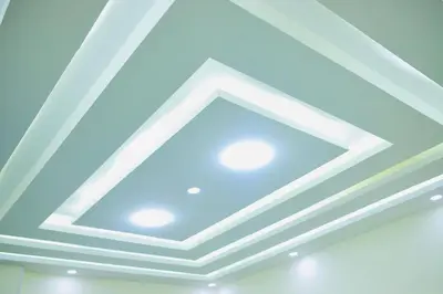 a room with a ceiling with blue lights at رويال بالاس in Hurghada