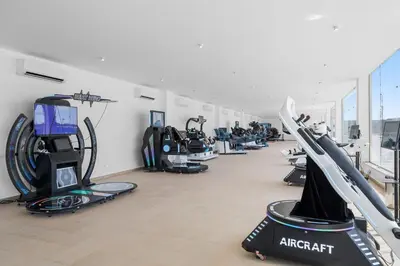 a gym with treadmills and elliptical machines at Albatros Makadi Resort - 24 HRS All Inclusive in Hurghada