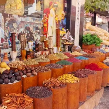 a market with a display of different types of food at Hurghada mit Charme in Hurghada