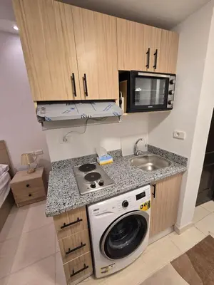a kitchen with a washing machine and a sink at Florenza Khamsin bird in Hurghada