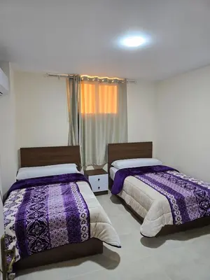 a bedroom with two beds and a window at Tiba Golden Down Town in Hurghada