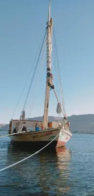 a boat sitting in the water on the water at Nile Bride Felucca in Aswan