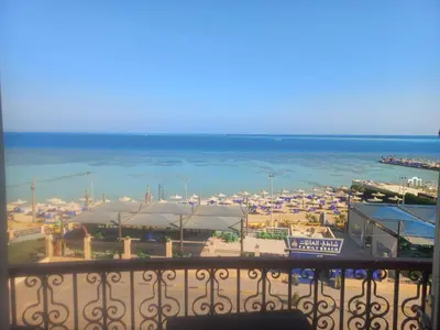 a view of the ocean from a balcony at شقة فندقية على البحر منطقة القيادات 2 in Hurghada