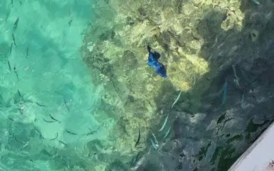 a person in the water in the ocean at Villa with private pool A F in Hurghada