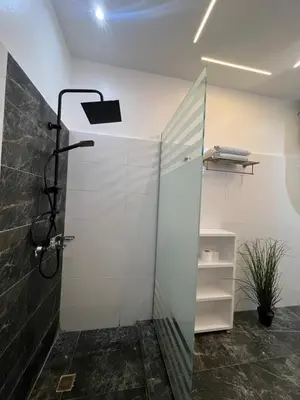 a shower with a glass door in a bathroom at Nile Spirit Sunrise in Luxor