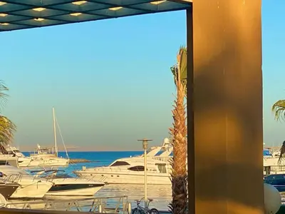 a view of a marina with boats in the water at Abu Tig Marnia El Gouna MB04 in Hurghada