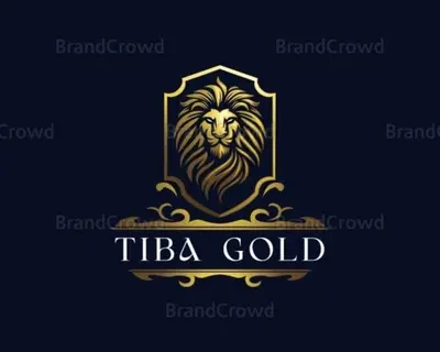 a logo for a gold lion with a shield at Tiba Gold in Hurghada