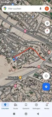 a map of a city with a red line at Gabawy Garden in ‘Ezbet Abu Ḥabashi