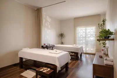 a room with two beds and a window at MGM Wellness Retreat in Aswan