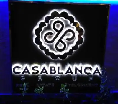 a neon sign with the name of casablanca on it at Casablanca Resort A F in Hurghada