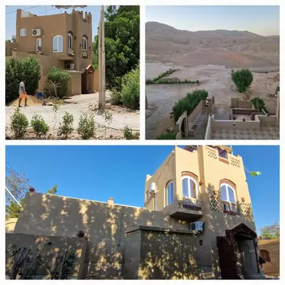two pictures of a house in the desert at House Mountain Luxor - Villa for rent in Luxor