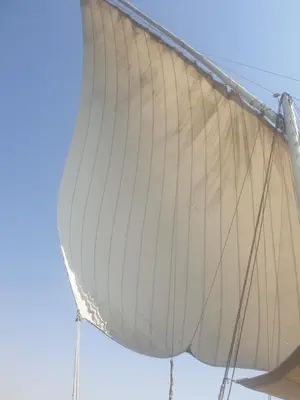 a close up of a sail on a boat at Lucky in Luxor