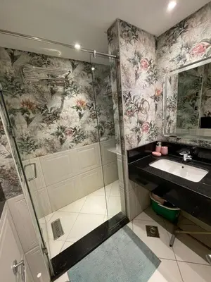 a bathroom with a shower and a sink at El gouna mangroovy M3-3D-01 ground floor in Hurghada