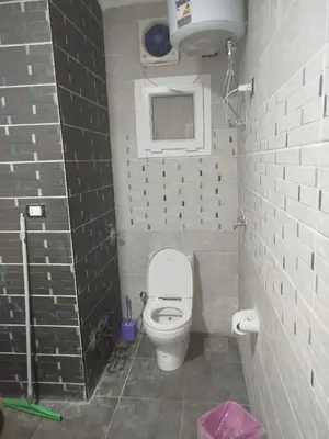 a small bathroom with a toilet and a sink at Flat in villa San George in Hurghada