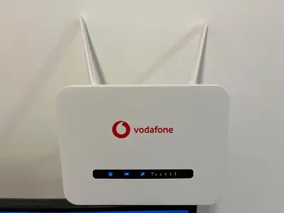 a white appliance with a vodafone logo on it at Aqua Infinity Oasis walking distance to beach, 15 minutes from El Gouna, 15 minutes from central Hurghada in Hurghada