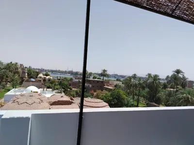 a view of the city from the roof of a building at Mena Palace Nile View in Luxor