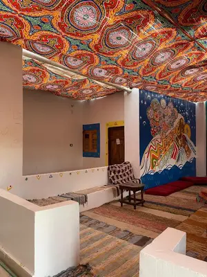 a room with a painting on the ceiling at Torya guesthouse in Aswan
