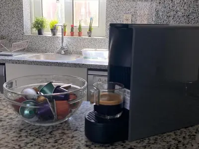 a coffee maker on a counter in a kitchen at El Gouna 2 BR Apartment in Hurghada