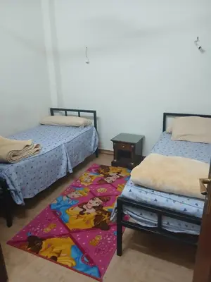 a room with two beds and a rug at الاقصر امتداد ش التليفزيون in Al Bayāḑīyah