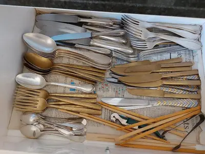 a drawer filled with lots of utensils and spoons at فيلا نوبيا بجوار بيتش الزيتونه in Hurghada