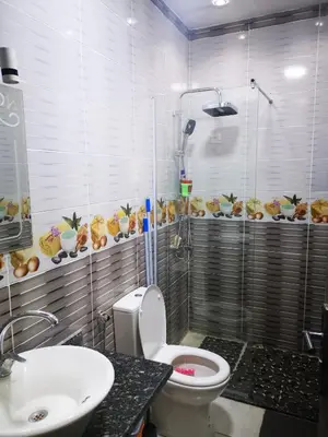 a bathroom with a shower and a toilet and a sink at I&A studia in Hurghada