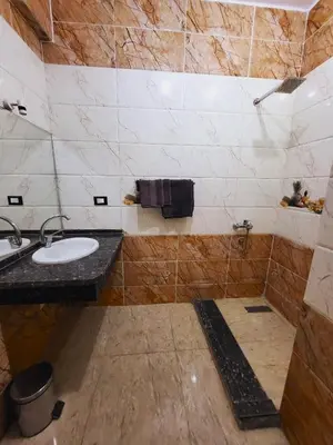 a bathroom with a sink and a shower at Casablanca guest house᭄ꦿ in Luxor