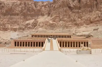 a group of people standing in front of a building at Desert Rose in Luxor