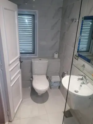 a white bathroom with a toilet and a sink at FayedBasmadahabiya in Luxor