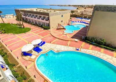 an overhead view of a pool at a resort at Luxury Cecelia resort in Hurghada
