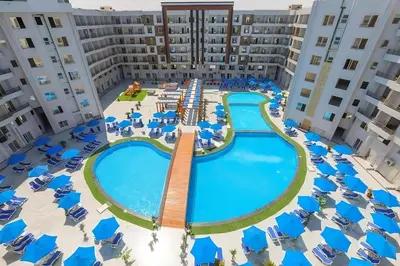 an aerial view of the pool at the resort at Tiba Golden Resort with private Beach in Hurghada