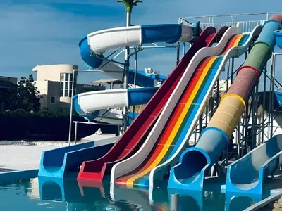 a water slide in a water park at Fanadir Bay Apartments in Hurghada