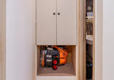 a cupboard filled with lots of items in a room at Anoush Dahabiya 7 nights from Luxor to Luxor each Monday in Luxor