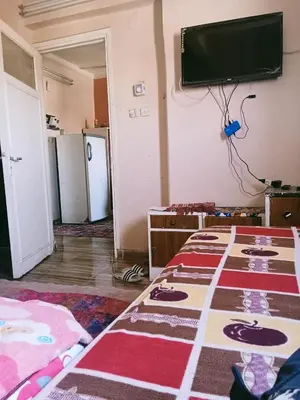 a room with a tv on a wall with a rug at البلدوزر وسط البلد شارع كسر الحجر الرئيسي in Aswan