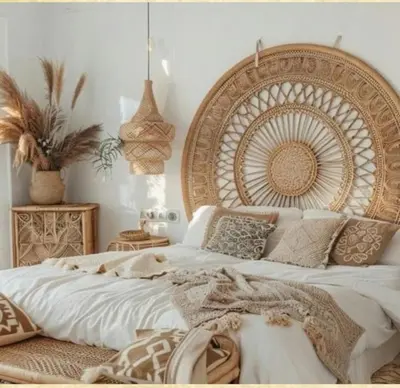 a bed with a large wooden headboard in a bedroom at Grand Nile Cruise from Luxor in Luxor