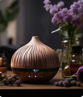 a wooden vase sitting on a table with purple flowers at Royal Jade wellness luxurios Dahabiya Nile Cruise Every Monday from Luxor to Aswan 4 nights and Every Friday from Aswan to Luxor 3 nights in Luxor